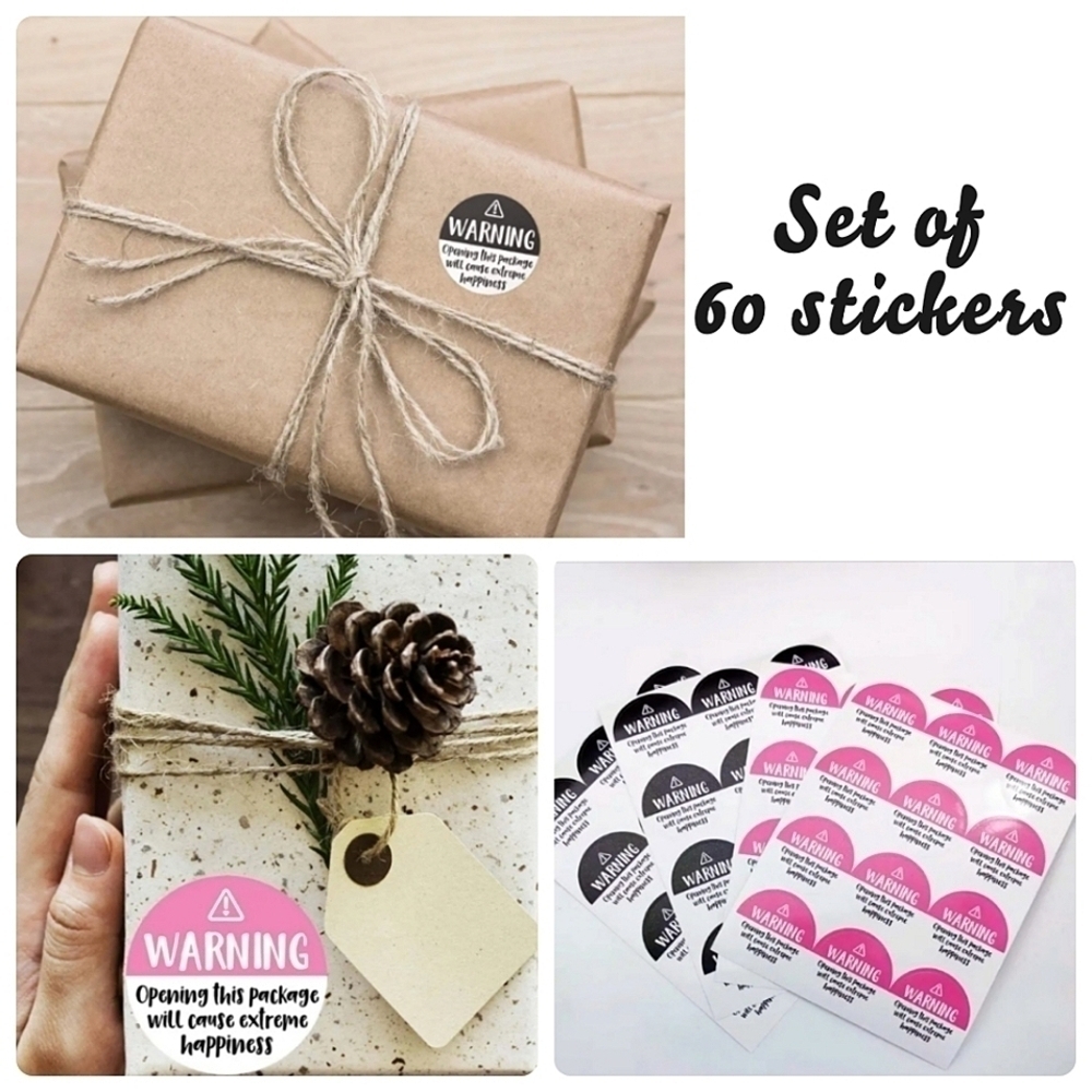 5/$20!! Set of 60 "warning" stickers